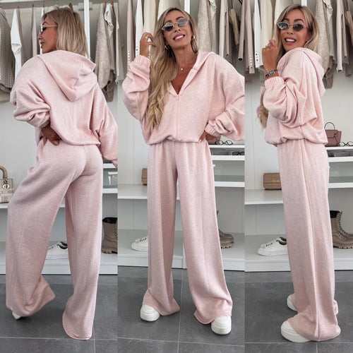 Damen eleganter Fleece-Jumpsuit mit hohem Kragen und durchgehendem Reißverschluss EB