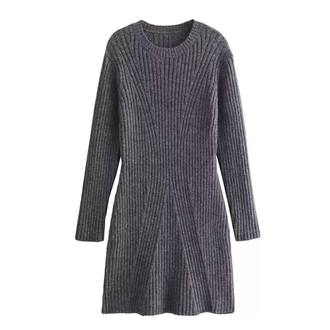 Damen Strickkleid mit moderner Rippstruktur und stylischem Schnitt EB