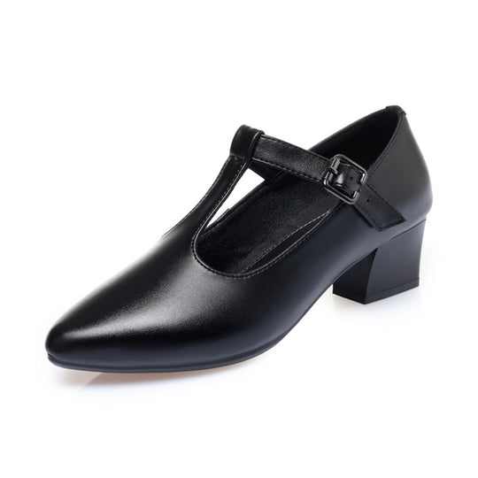 Damen Mary Jane Schuhe mit elegantem Riemchen und angenehm gepolstertem Blockabsatz EB