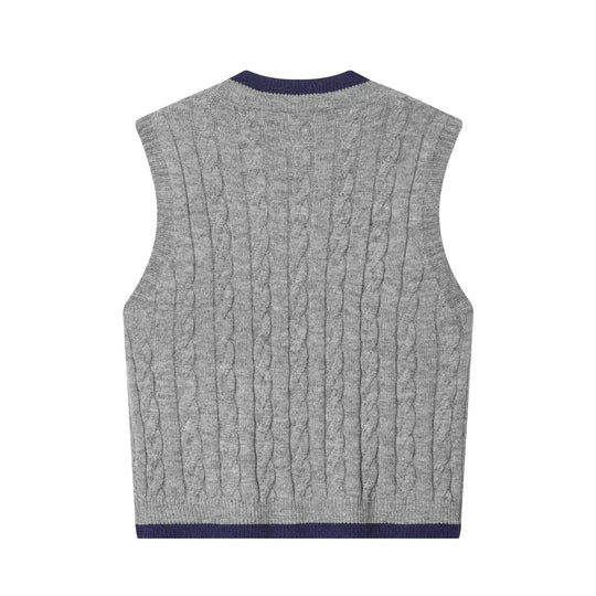 Damen Strickweste mit V-Ausschnitt und klassischem Kabelstrickmuster EB