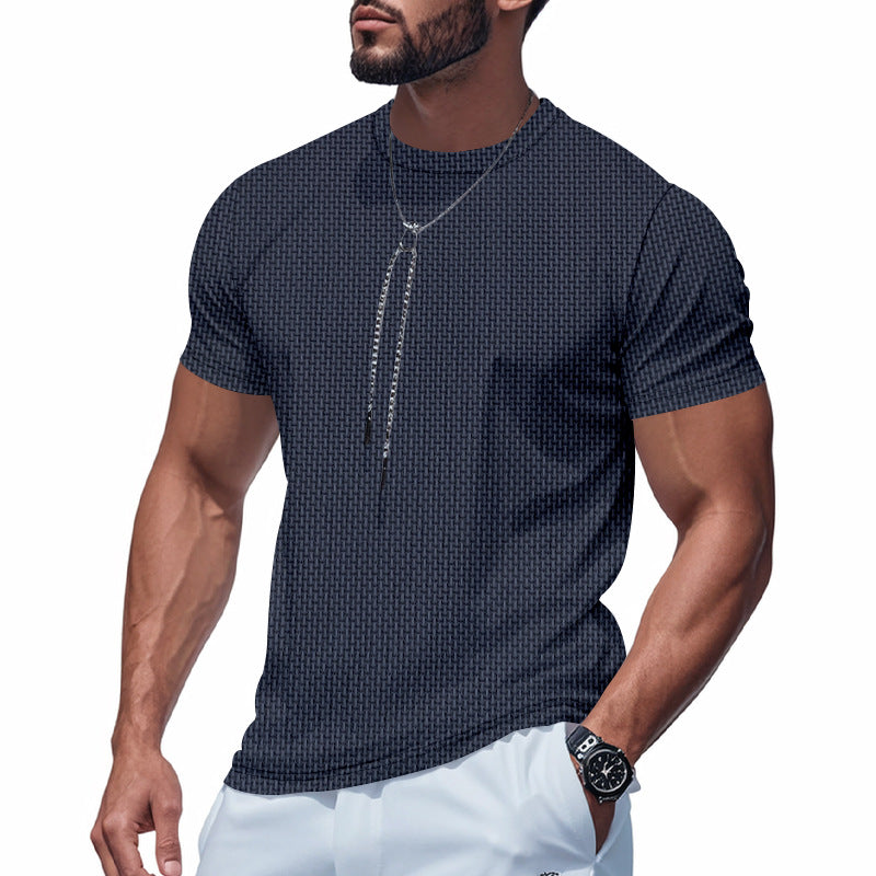 Herren Kurzarm T-Shirt mit strukturiertem Design und atmungsaktiver Baumwolle EB