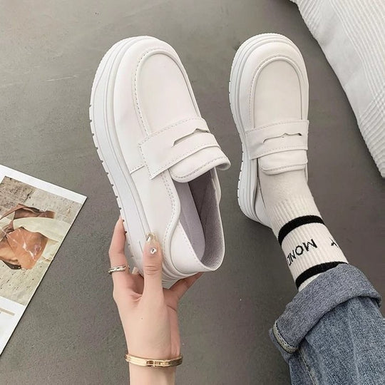Damen Elegante Slip-On Sneakers mit dicker Sohle und modischer Schnalle EB