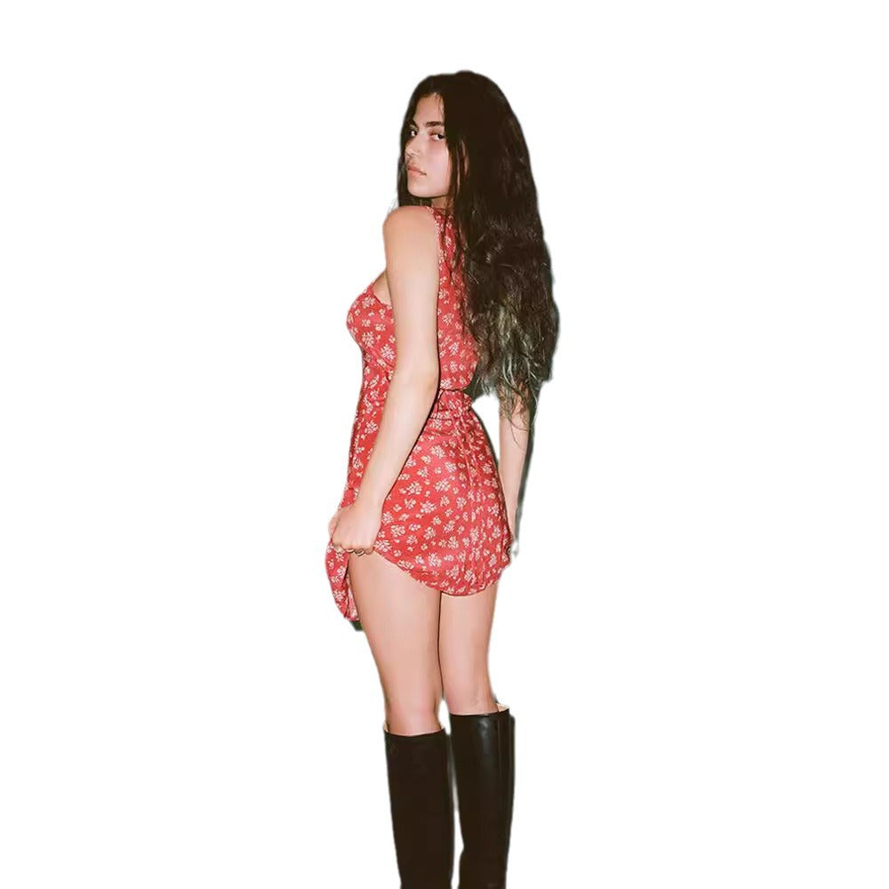 Damen Sommerliches Minikleid mit floralem Design und tailliertem Schnitt EB