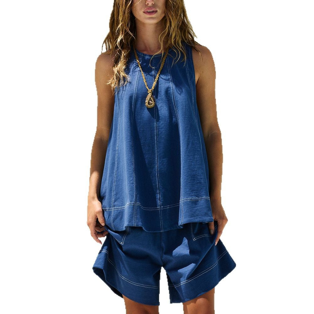 Damen lässiges Top und Shorts Set mit weitem Schnitt EB