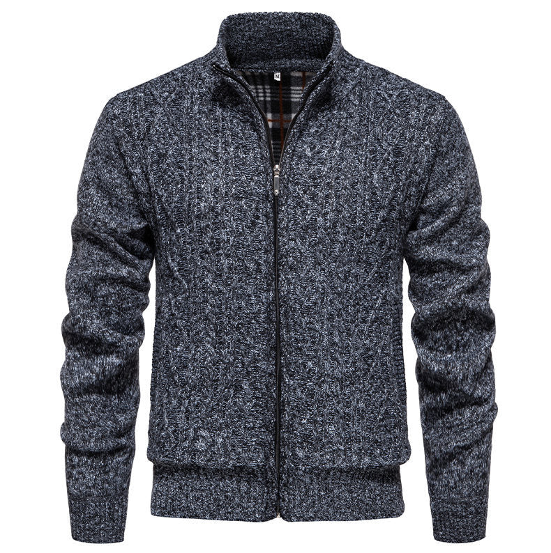 Herren Strickjacke mit hohem Kragen und Reißverschluss EB