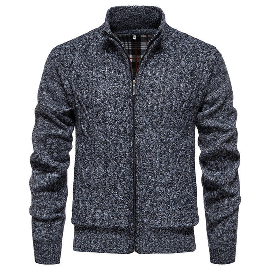 Herren Strickjacke mit hohem Kragen und Reißverschluss EB