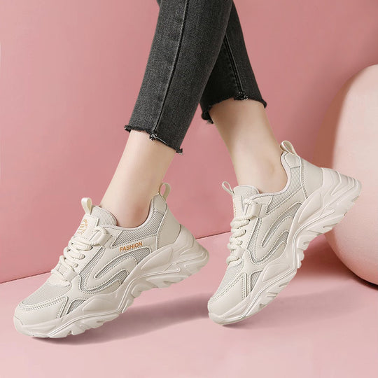 Damenmodische Sport-Sneaker mit atmungsaktiver Mesh-Oberfläche und stoßdämpfender Sohle EB