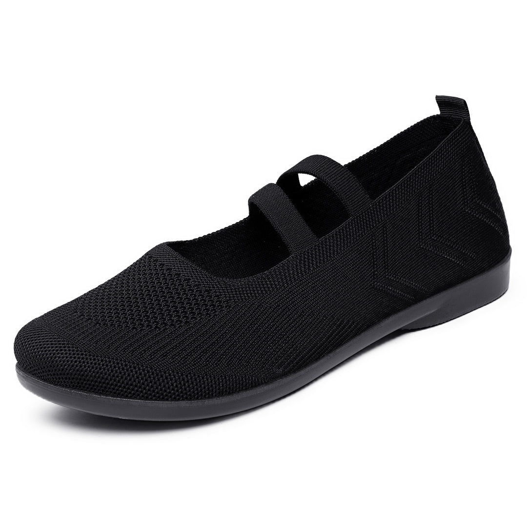 Damen Komfortable Strickschuhe mit elastischem Riemen EB