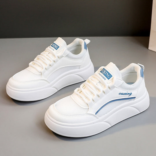 Damen trendige Plateau Sneakers mit atmungsaktiver Mesh-Oberfläche und dämpfendem Sohlenprofil EB