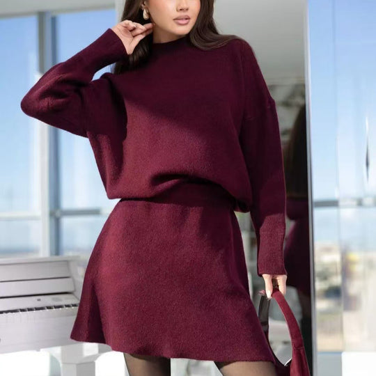 Damen Strickensemble mit weitem Schnitt und hochgeschlossenem Kragen EB