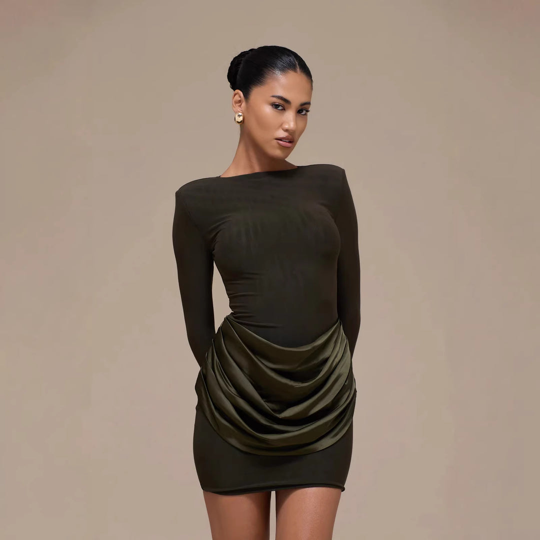 Damen Elegantes Minikleid mit Wickeldetails EB