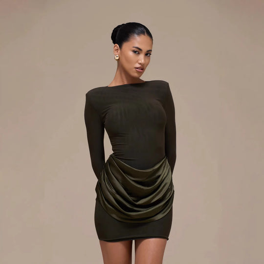 Damen Elegantes Minikleid mit Wickeldetails EB