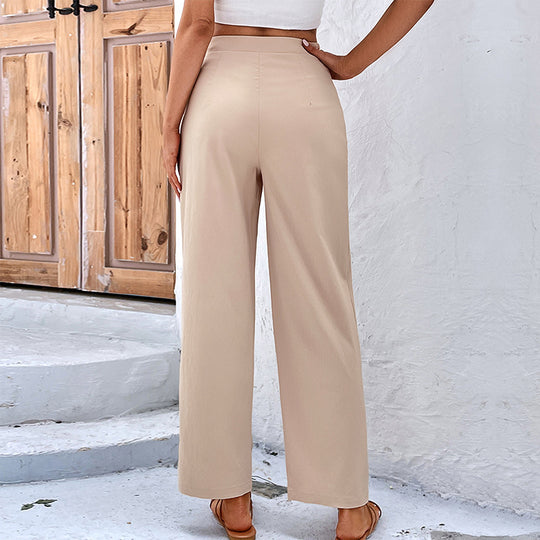 Damen Bequeme High-Waist-Hosen mit Kordelzug und weitem Schnitt EB
