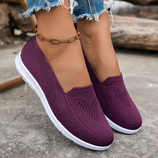 Damen Atmungsaktive Slip-On Freizeitschuhe mit komfortablem Absatz EB