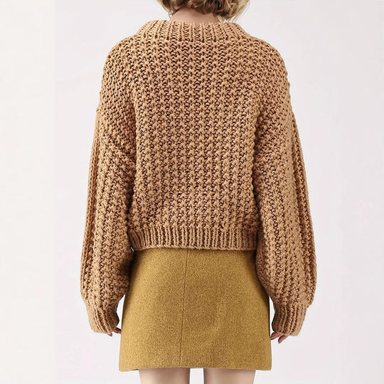 Damen Grobstrickpullover mit weitem Schnitt und Oversized-Ärmeln EB