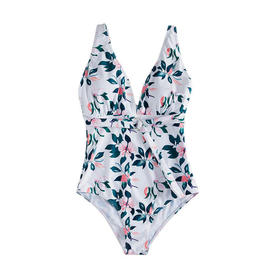 Damen Einteiliger Badeanzug mit floralem Wickeldesign EB
