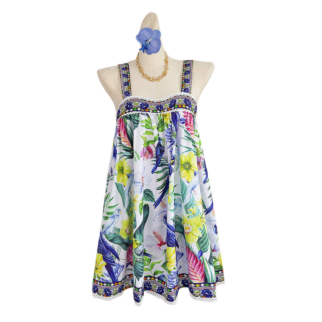 Damen luftiges Sommerkleid mit floralem Muster EB