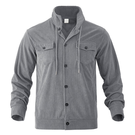 Herren gestreifte Utility-Jacke mit hochschließendem Kragen EB