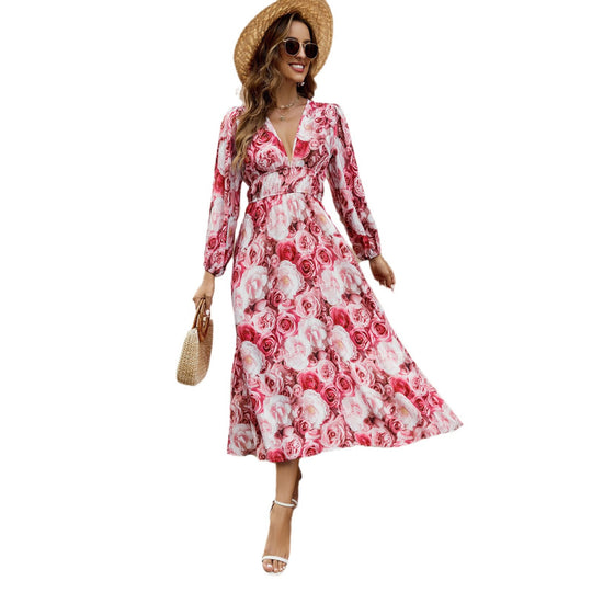Damen Midi-Kleid mit floralen Mustern EB
