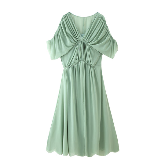 Damen Maxikleid mit fließender Silhouette und eleganter Raffung EB