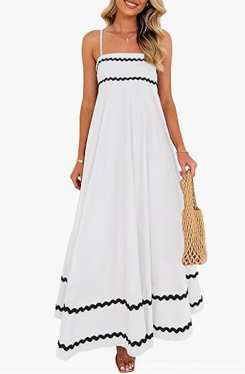 Damen Maxikleid mit eleganten Zierhörnchen und verstellbaren Trägern EB