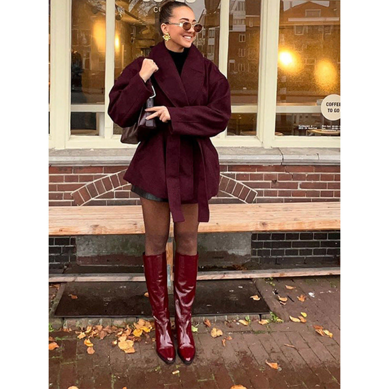 Damen Komfortabler Oversized-Mantel mit breitem Kragen EB