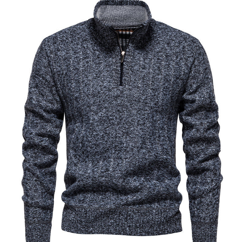 Herren Pullover mit Stehkragen und Zipper EB