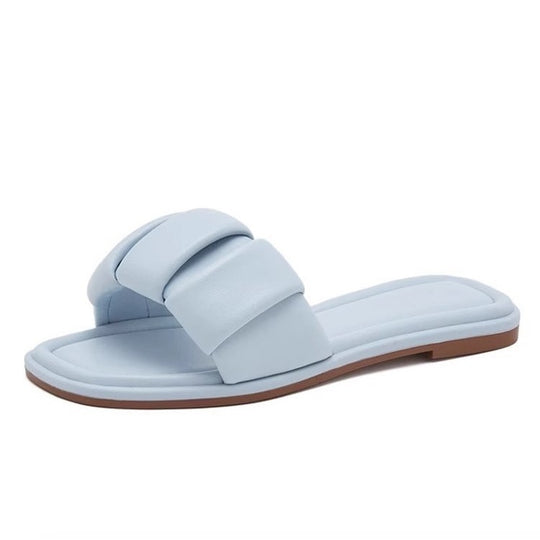 Damen Komfortable Slides mit dekorativem Riemendesign EB