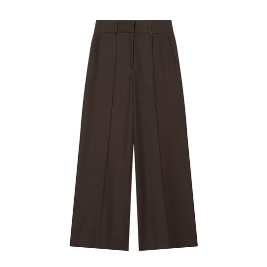 Damen weite Anzughose mit hoher Taille und Falten EB