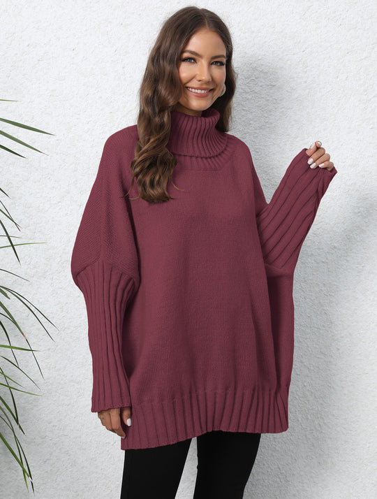 Damen Oversize Rollkragenpullover mit strukturiertem Strick EB