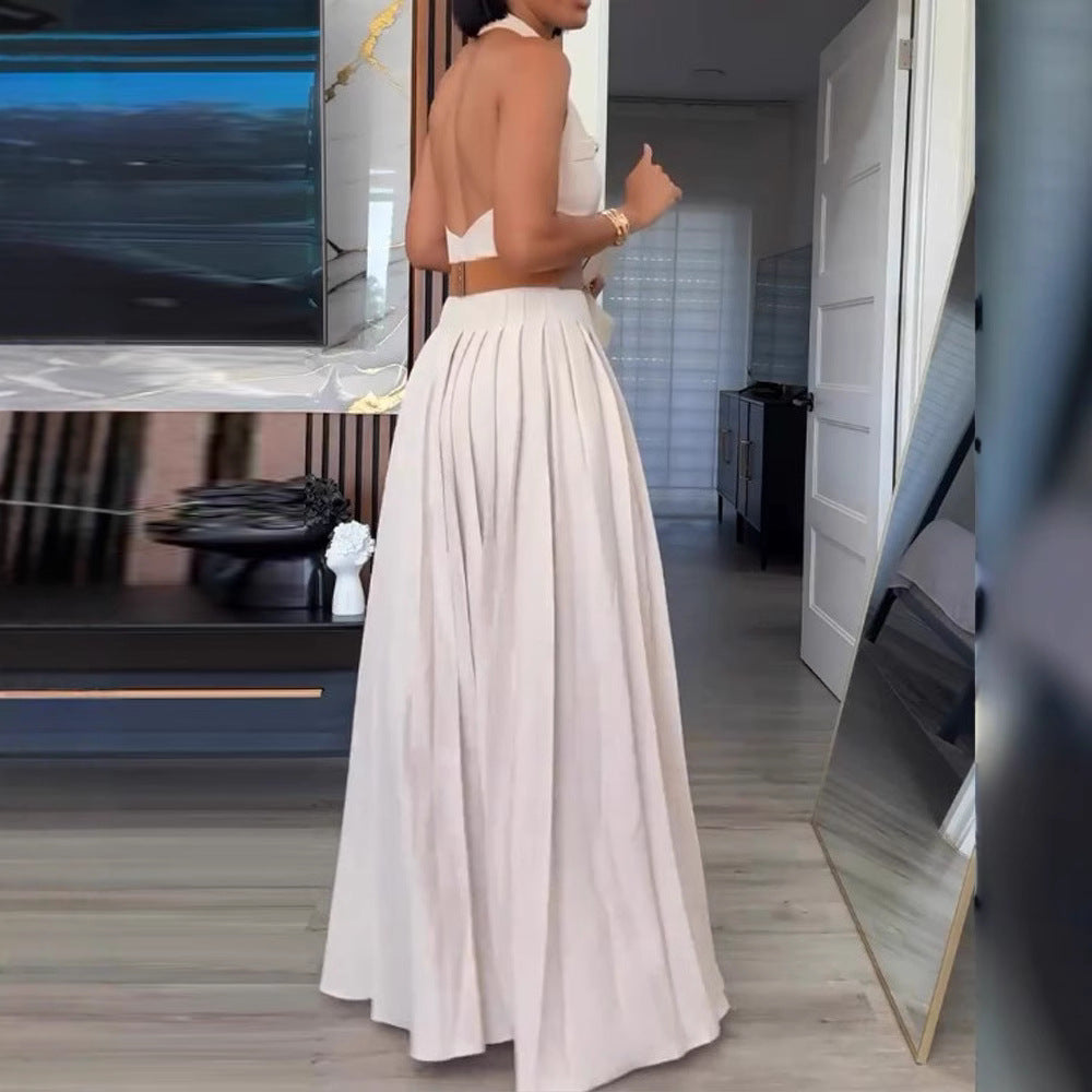 Damen Kurzarm Kleid mit plissierten Details EB