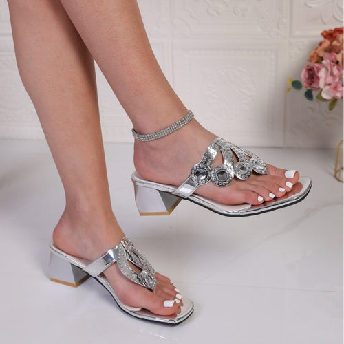 Damen Elegante und funkelnde Slingback Sandalen EB