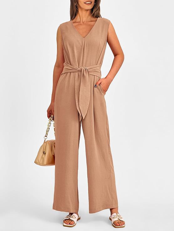 Damen eleganter Jumpsuit mit tailliertem Schnitt und weitem Bein EB