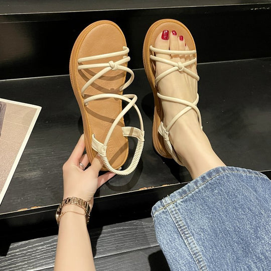 Damen bequeme und luftige Sandalen mit elastischen Riemen EB