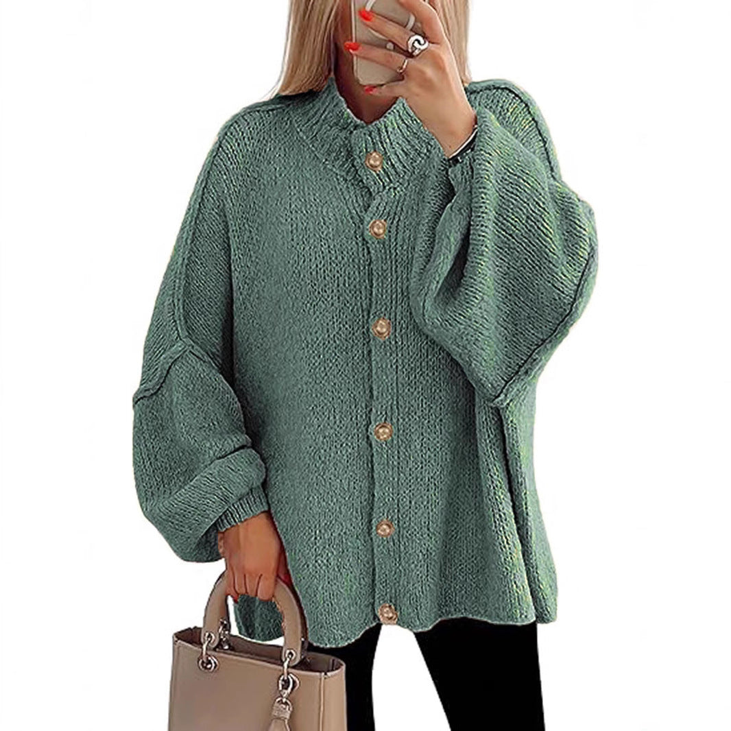 Damen oversized Strickjacke mit Knopfverschluss EB