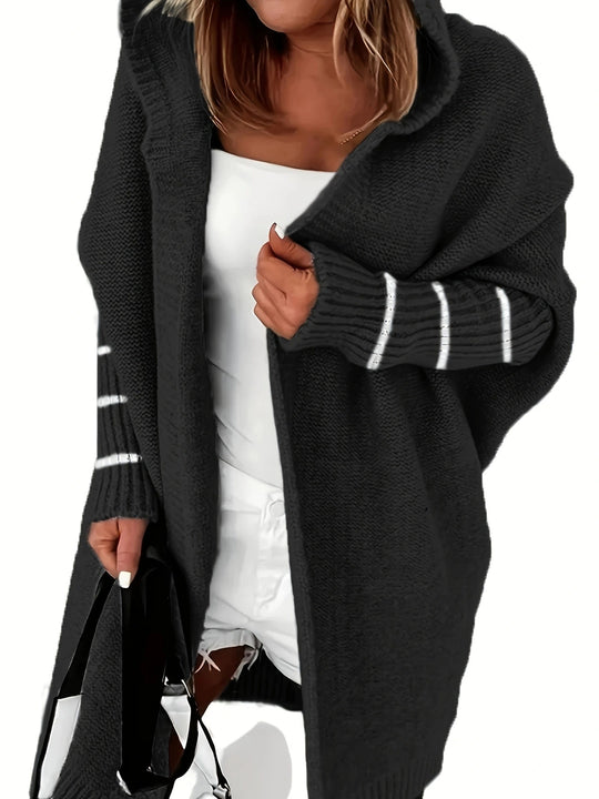 Damen Kuschelige Strickjacke mit Kapuzen und weit geschnittenem Design EB