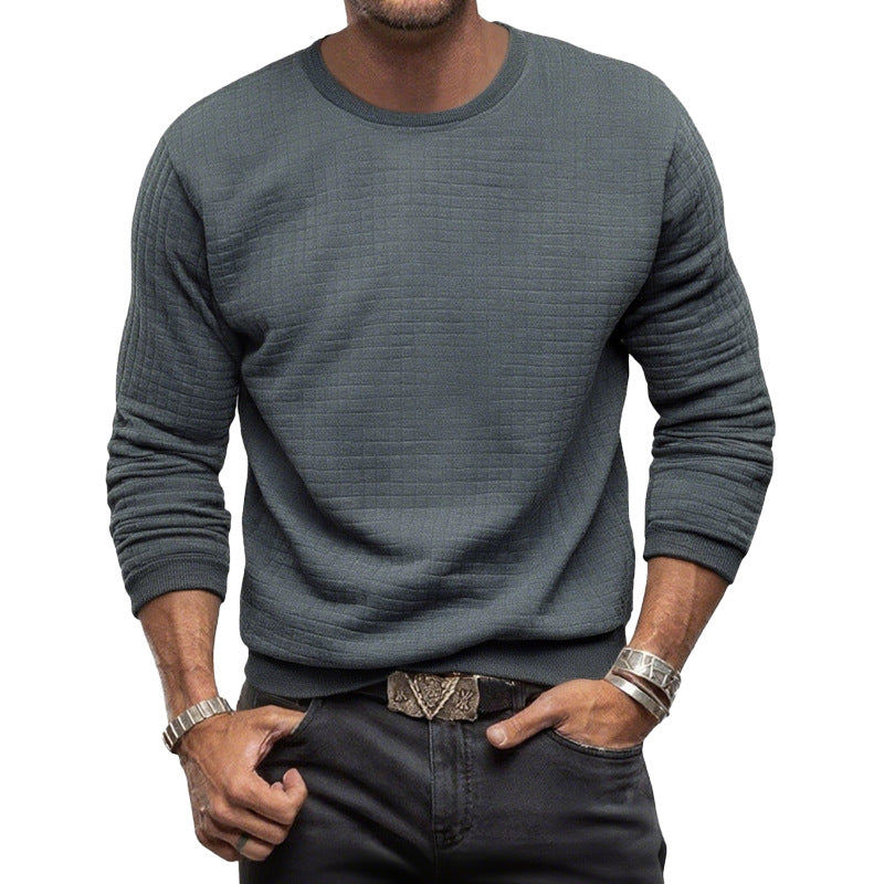 Herren nan strukturiertes Rundhals-Sweatshirt aus gesteppter Baumwollmischung EB