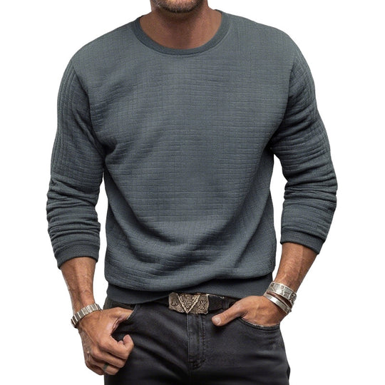 Herren nan strukturiertes Rundhals-Sweatshirt aus gesteppter Baumwollmischung EB