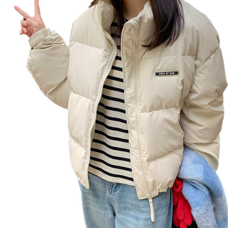 Damen Stylische und ultraleichte Pufferjacke mit hohem Kragen und praktischen Taschen EB
