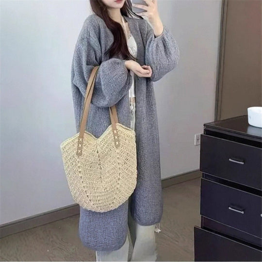 Damen Langer, gemütlicher Strickoverall mit überschnittenen Schultern EB