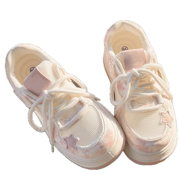 Damen Sportliche Plateau-Sneaker mit atmungsaktiver Mesh-Oberfläche und modischem Design EB