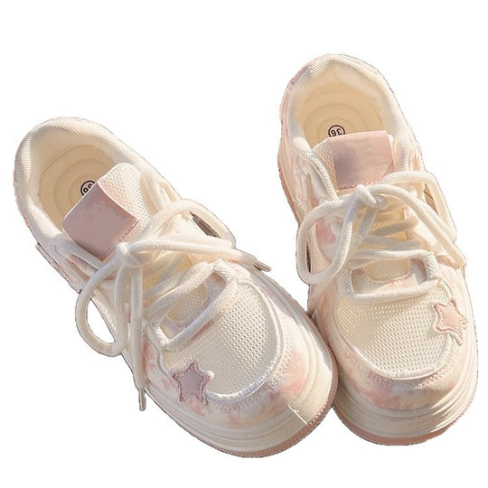 Damen Sportliche Plateau-Sneaker mit atmungsaktiver Mesh-Oberfläche und modischem Design EB