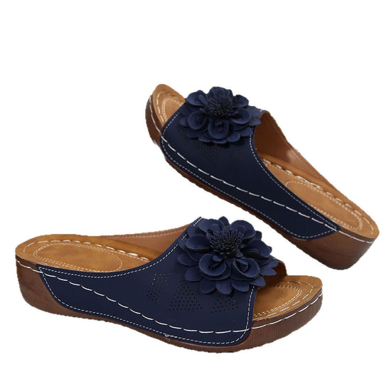 Damen Mules mit floralem Dekor und atmungsaktivem Obermaterial EB
