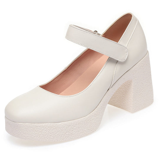 Damen Plateau-Mary Jane Pumps mit verstellbarem Riemen und komfortablem Blockabsatz EB