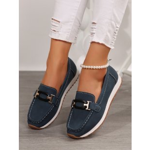 Damen Mokassin-Schuhe mit modischem Schnallenakzent und bequemem Fußbett EB