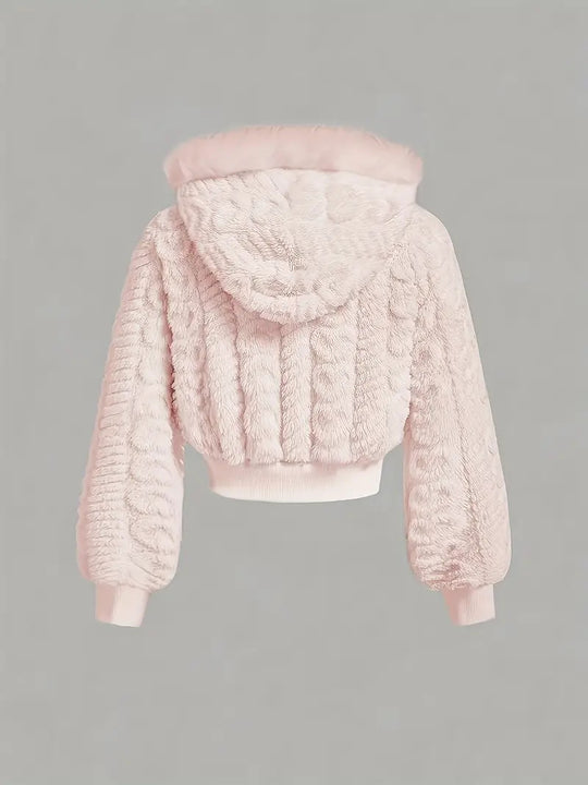 Damen Kuschelige Fleecejacke mit angeschnittenem Schnitt und Kapuze EB
