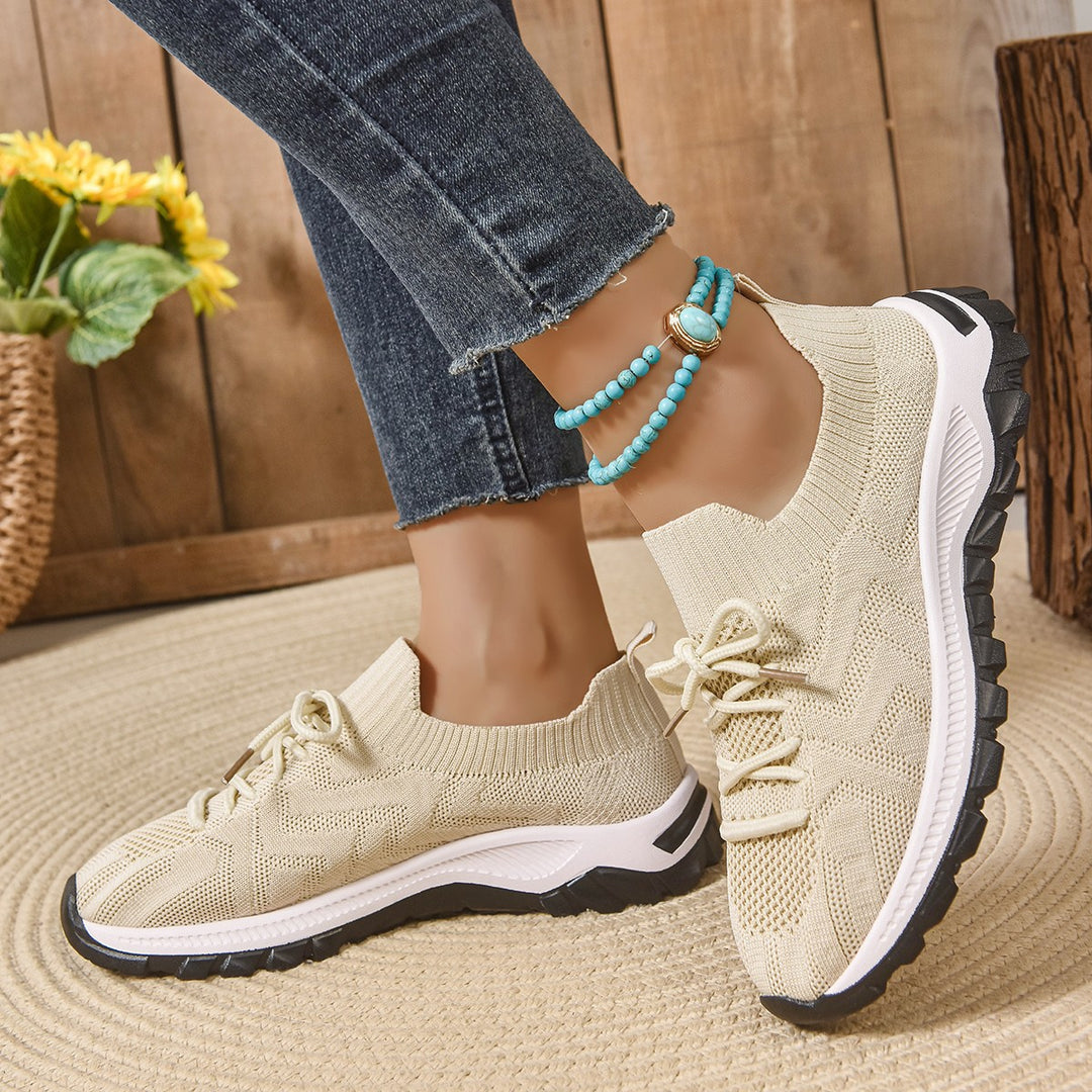 Damen Sportliche Freizeit-Sneaker mit atmungsaktiver Strickoberfläche und rutschfester Sohle EB