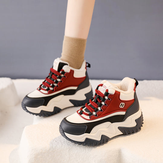 Damen sportliche High-Top Sneakers mit dickem Profil und dämpfendem Innenfutter EB