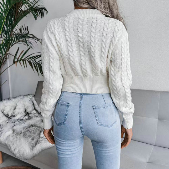 Damen Strickpullover mit strukturiertem Zopfdesign EB