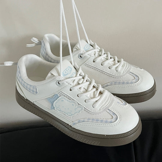 Damen Sneakers mit verspieltem Tiermotiv und karierten Applikationen EB